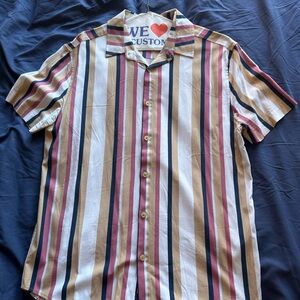 Guess Multicolor Vertical Stripe Short Sleeve Button-Down Shirt